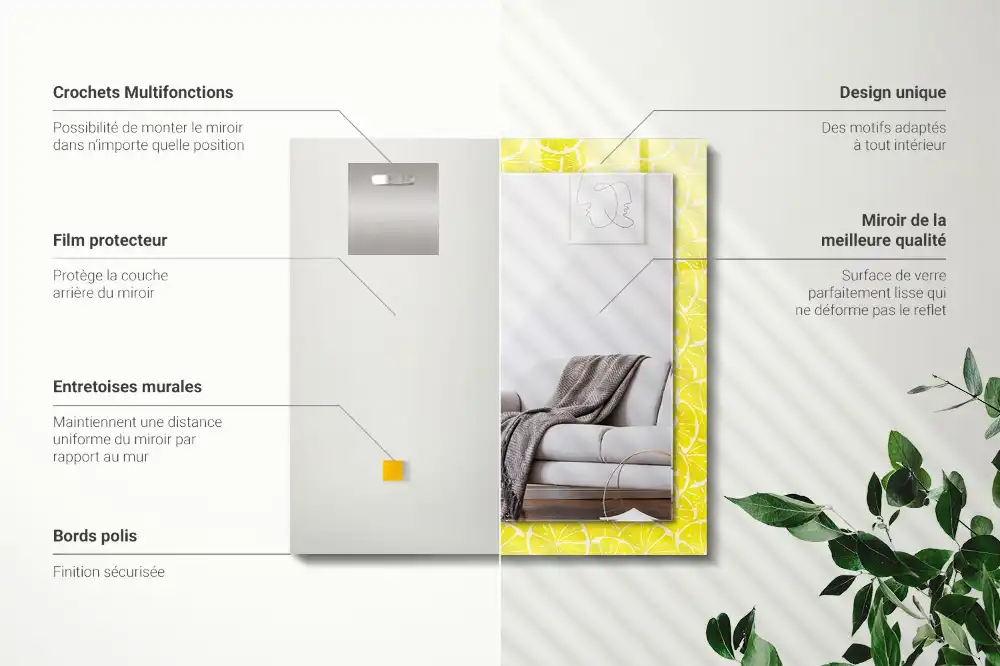 Tiskano pravokotne ogledalo Vzorec rezin limone