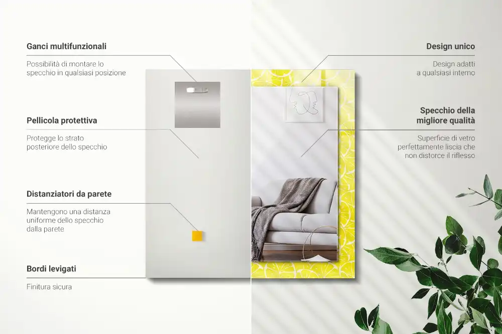 Tiskano pravokotne ogledalo Vzorec rezin limone