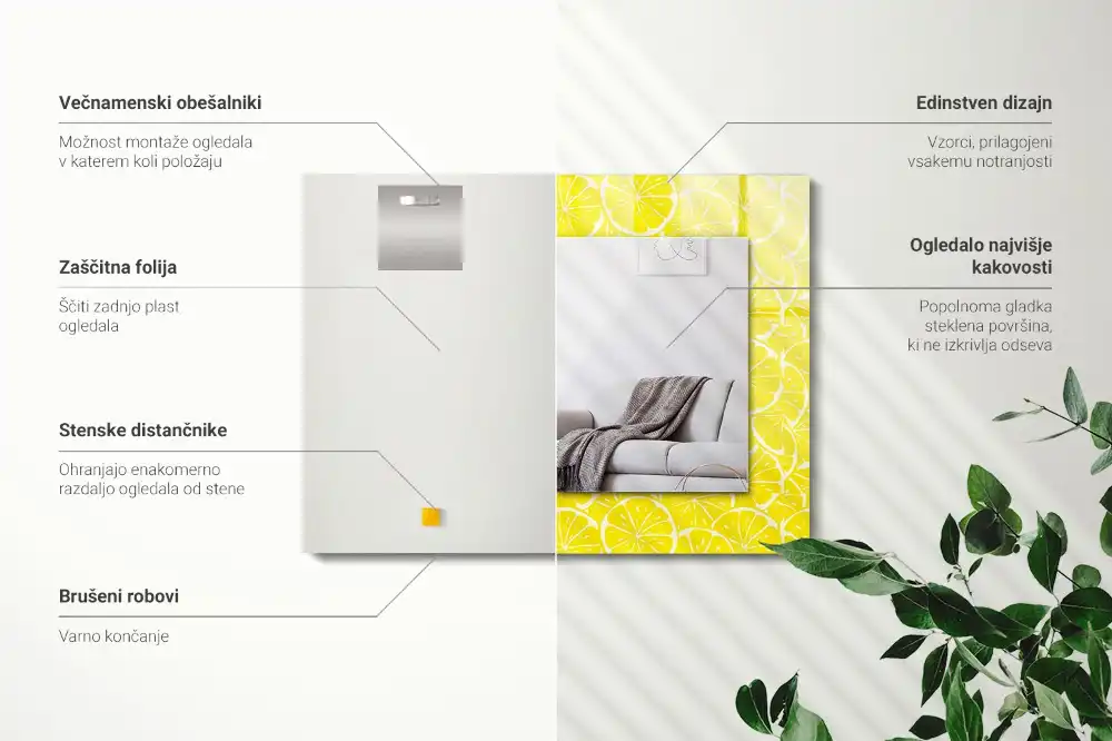 Tiskano pravokotne ogledalo Vzorec rezin limone