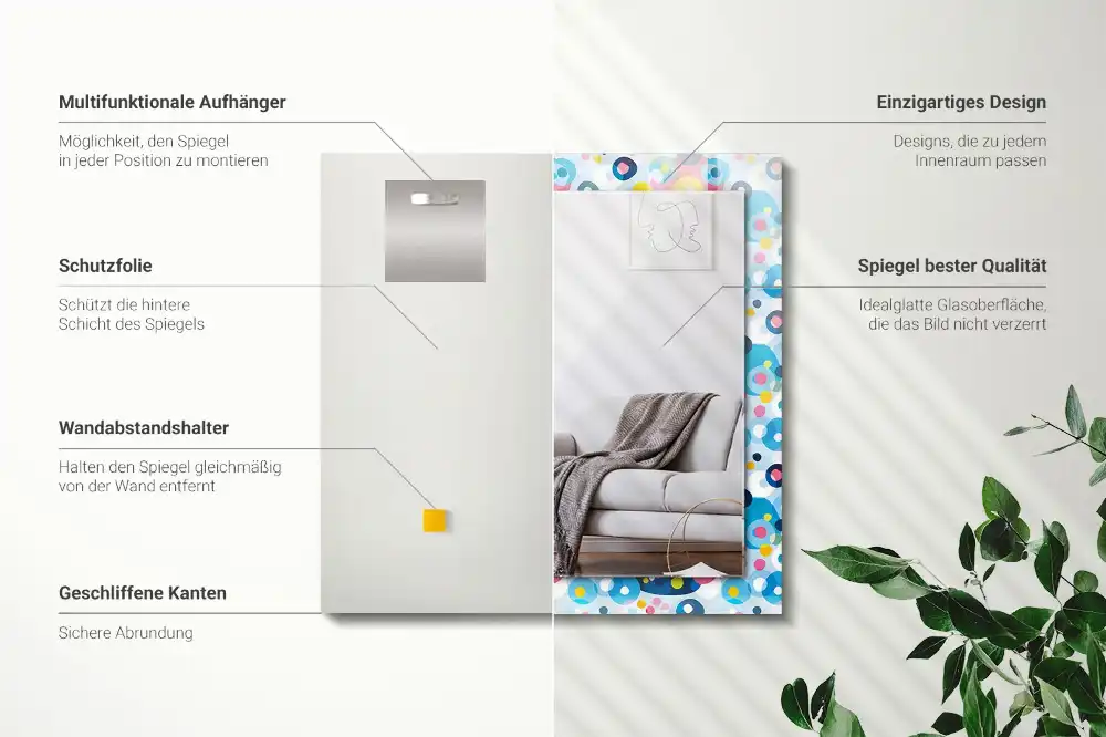 Pravokotne ogledalo s potiskanim okvirjem Barviti abstraktni vzorci