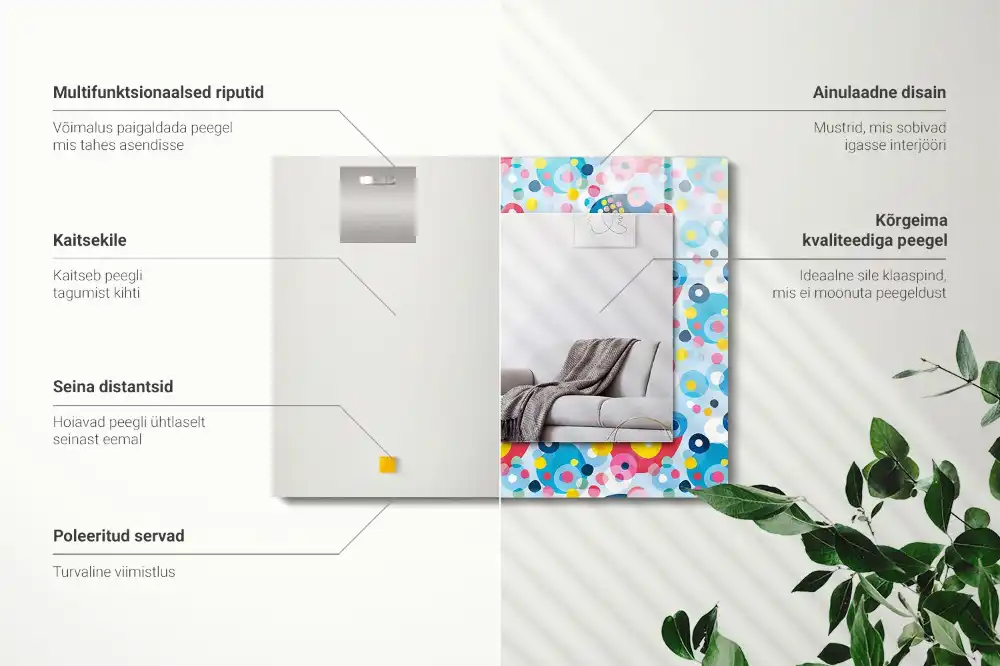 Pravokotne ogledalo s potiskanim okvirjem Barviti abstraktni vzorci