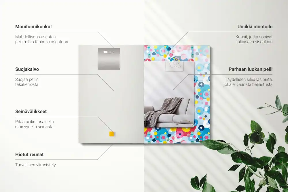 Pravokotne ogledalo s potiskanim okvirjem Barviti abstraktni vzorci