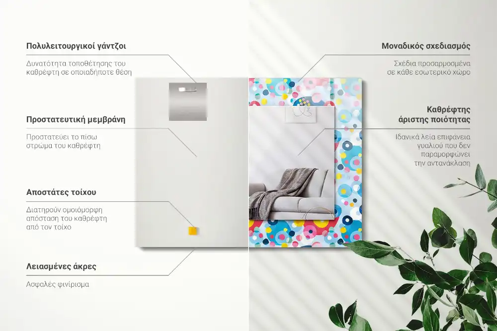 Pravokotne ogledalo s potiskanim okvirjem Barviti abstraktni vzorci