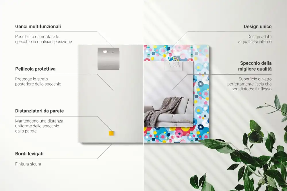 Pravokotne ogledalo s potiskanim okvirjem Barviti abstraktni vzorci