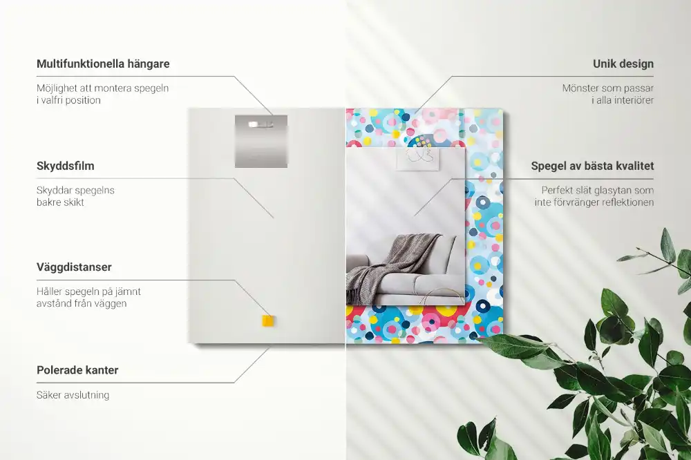 Pravokotne ogledalo s potiskanim okvirjem Barviti abstraktni vzorci