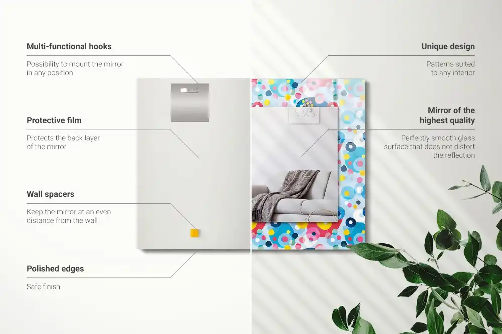 Pravokotne ogledalo s potiskanim okvirjem Barviti abstraktni vzorci