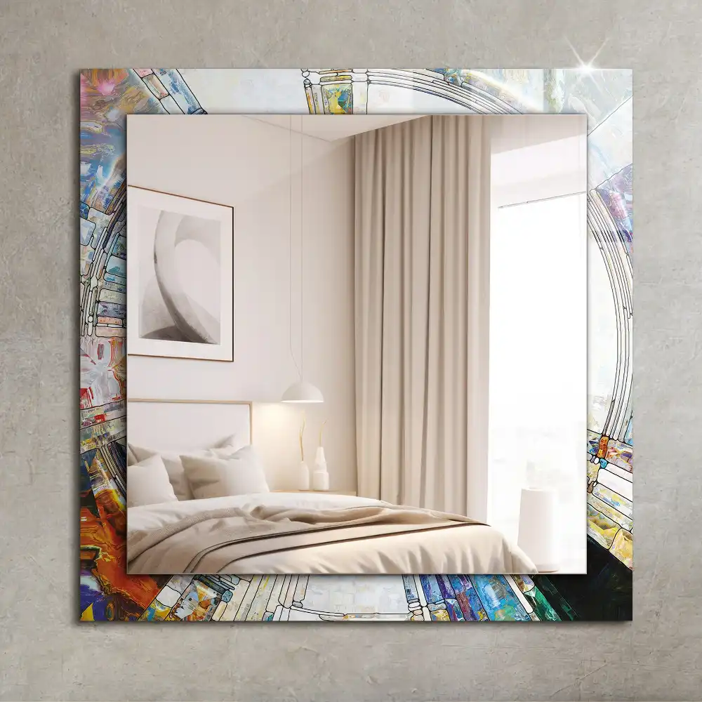 Pravokotne okrasno ogledalo Abstraktni mozaik krogov