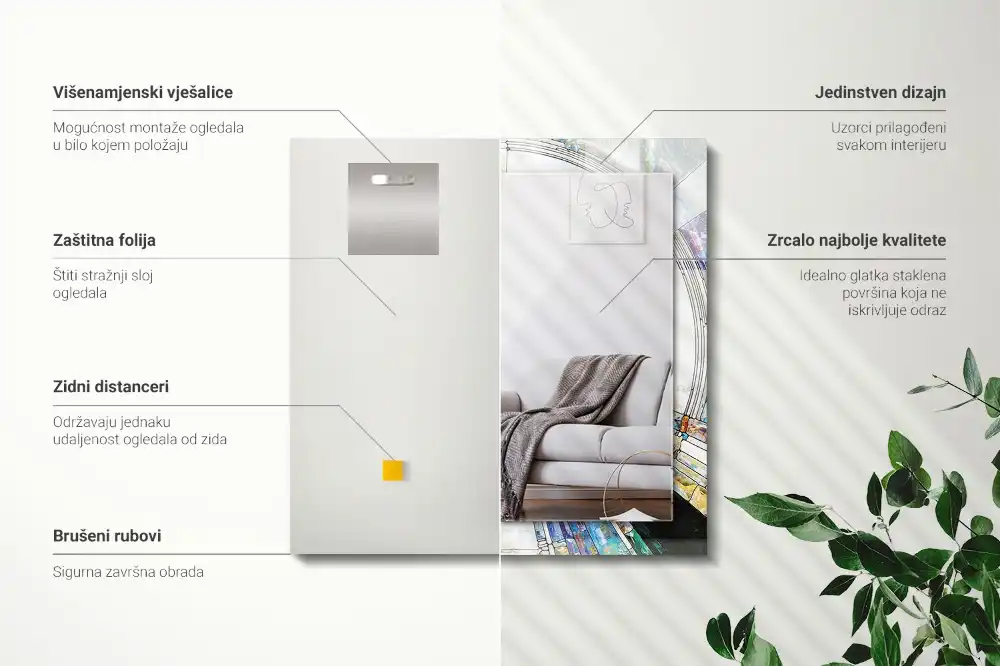 Pravokotne okrasno ogledalo Abstraktni mozaik krogov