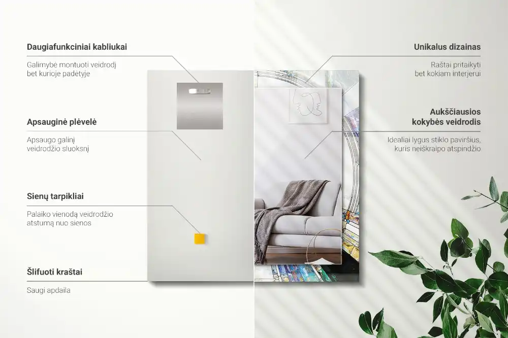 Pravokotne okrasno ogledalo Abstraktni mozaik krogov