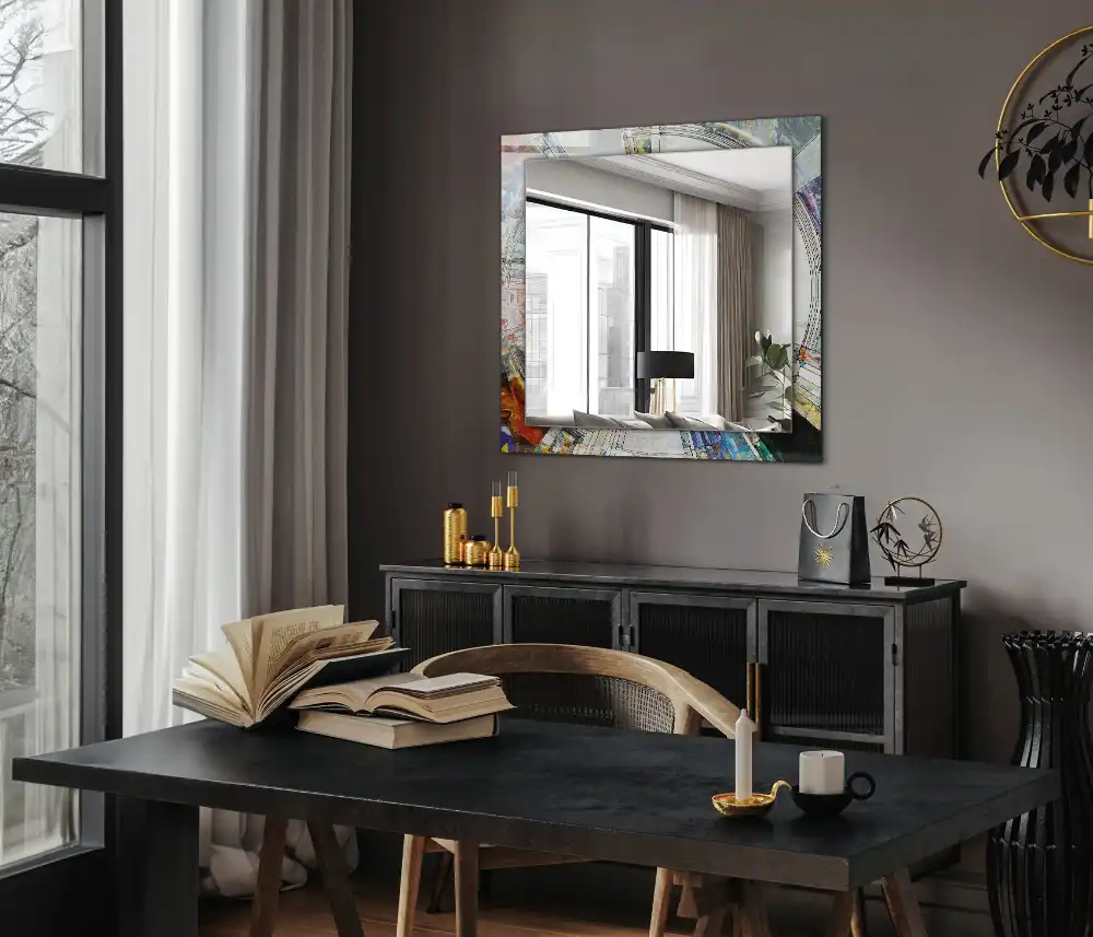 Pravokotne okrasno ogledalo Abstraktni mozaik krogov