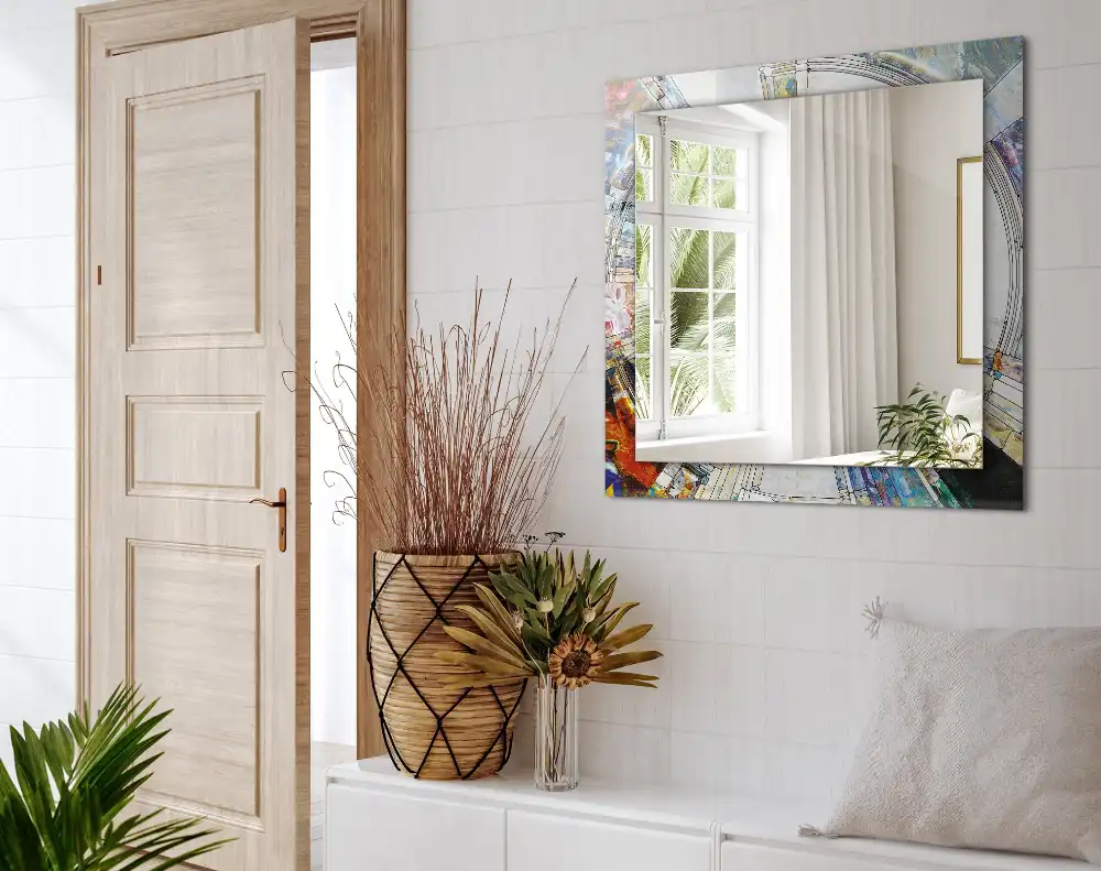 Pravokotne okrasno ogledalo Abstraktni mozaik krogov