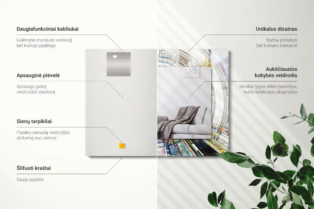 Pravokotne okrasno ogledalo Abstraktni mozaik krogov