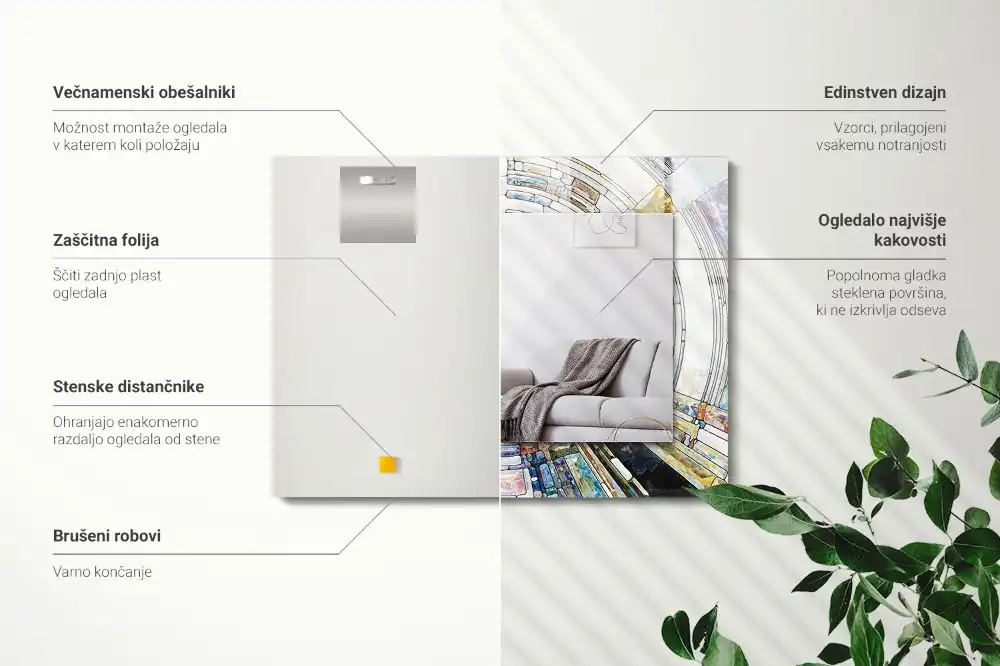 Pravokotne okrasno ogledalo Abstraktni mozaik krogov