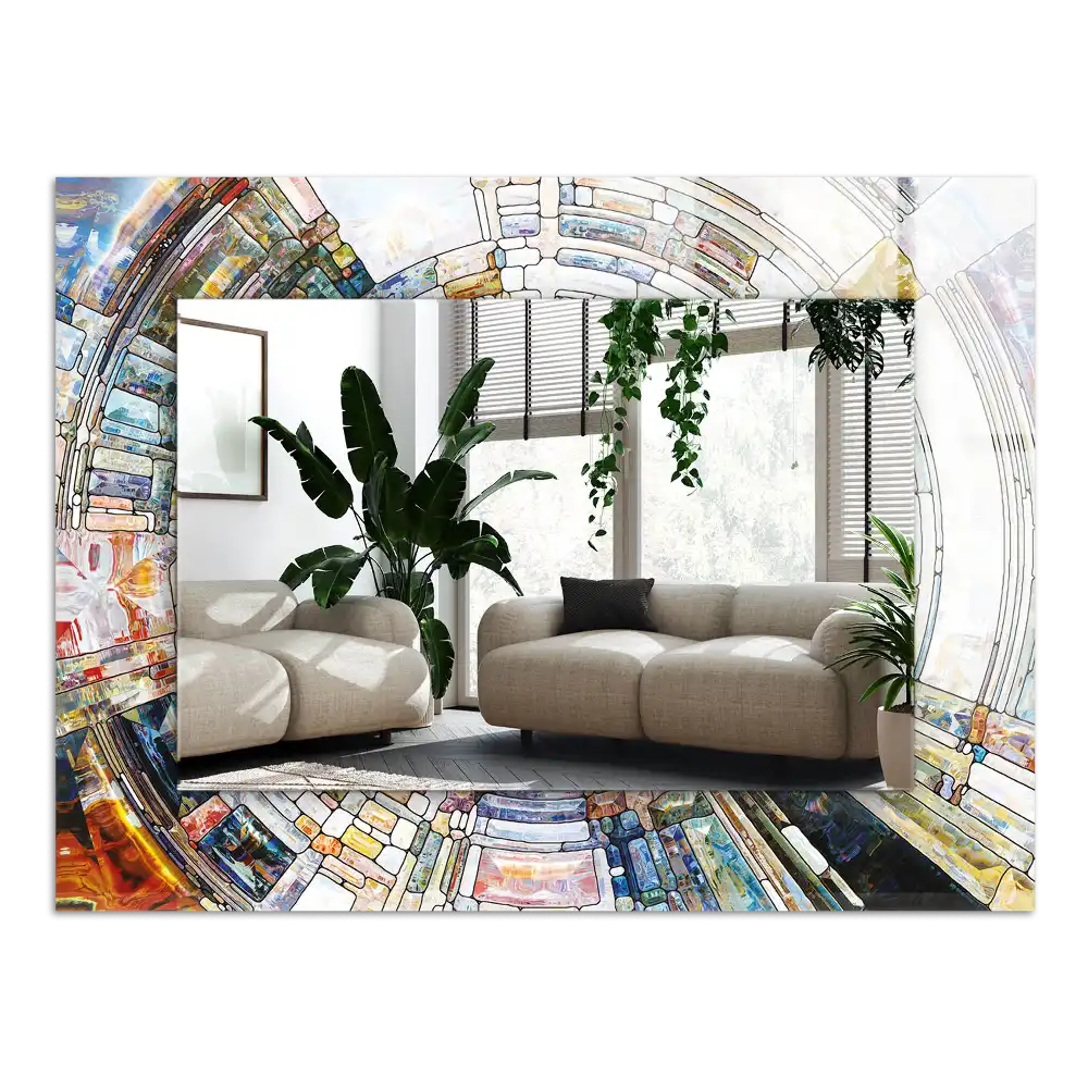 Pravokotne okrasno ogledalo Abstraktni mozaik krogov