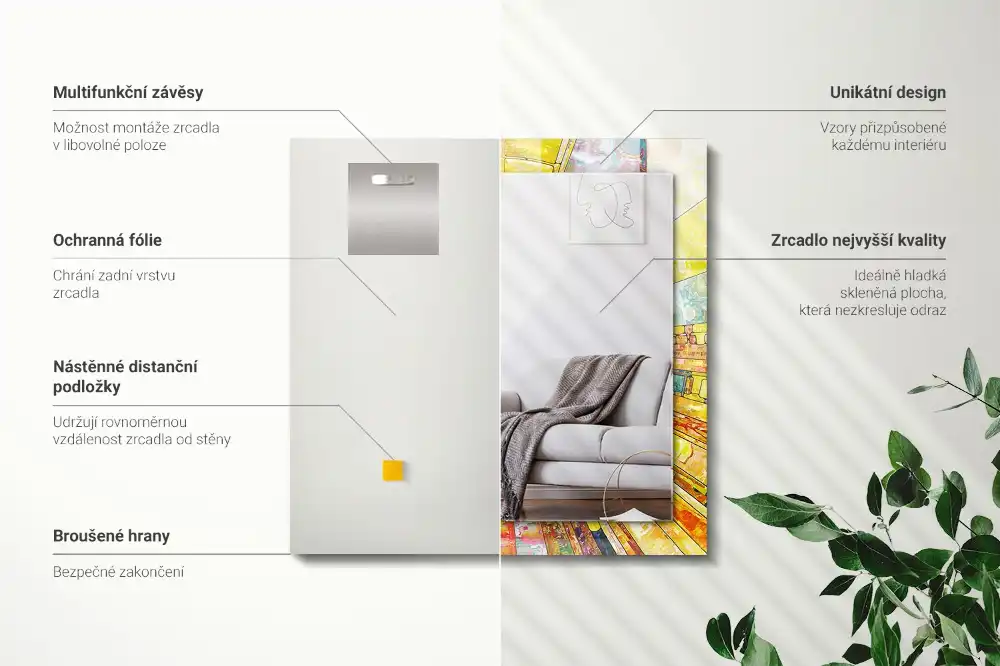 Pravokotne okrasno ogledalo Barvit abstraktni mozaik