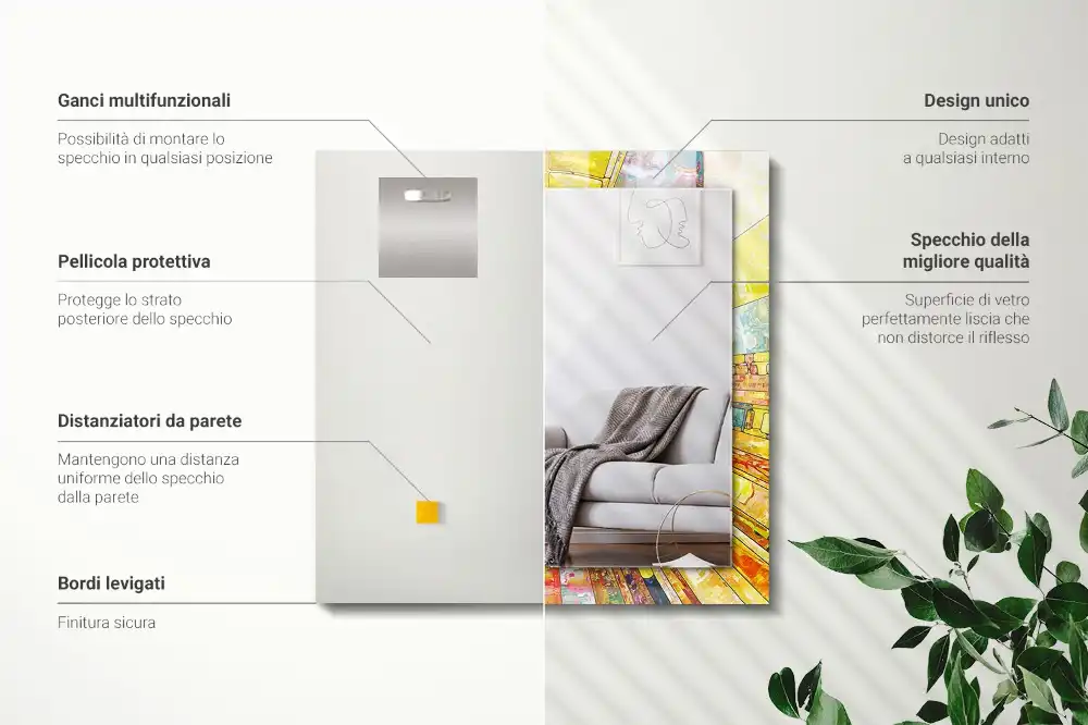 Pravokotne okrasno ogledalo Barvit abstraktni mozaik