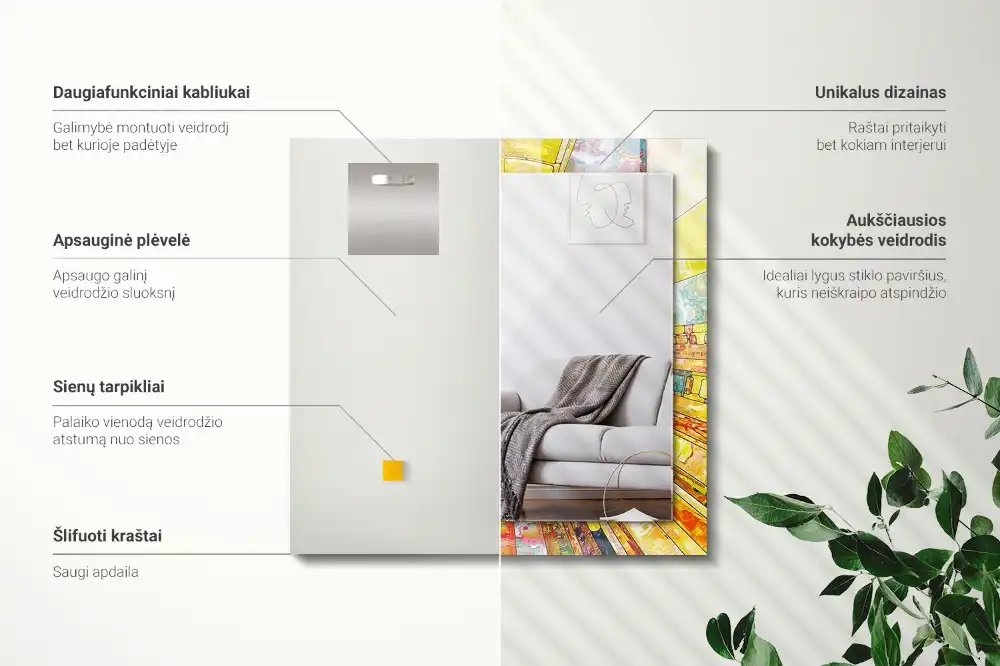 Pravokotne okrasno ogledalo Barvit abstraktni mozaik