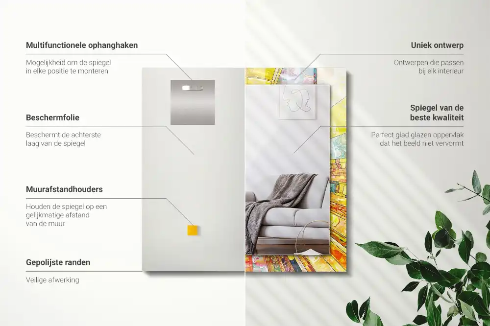 Pravokotne okrasno ogledalo Barvit abstraktni mozaik