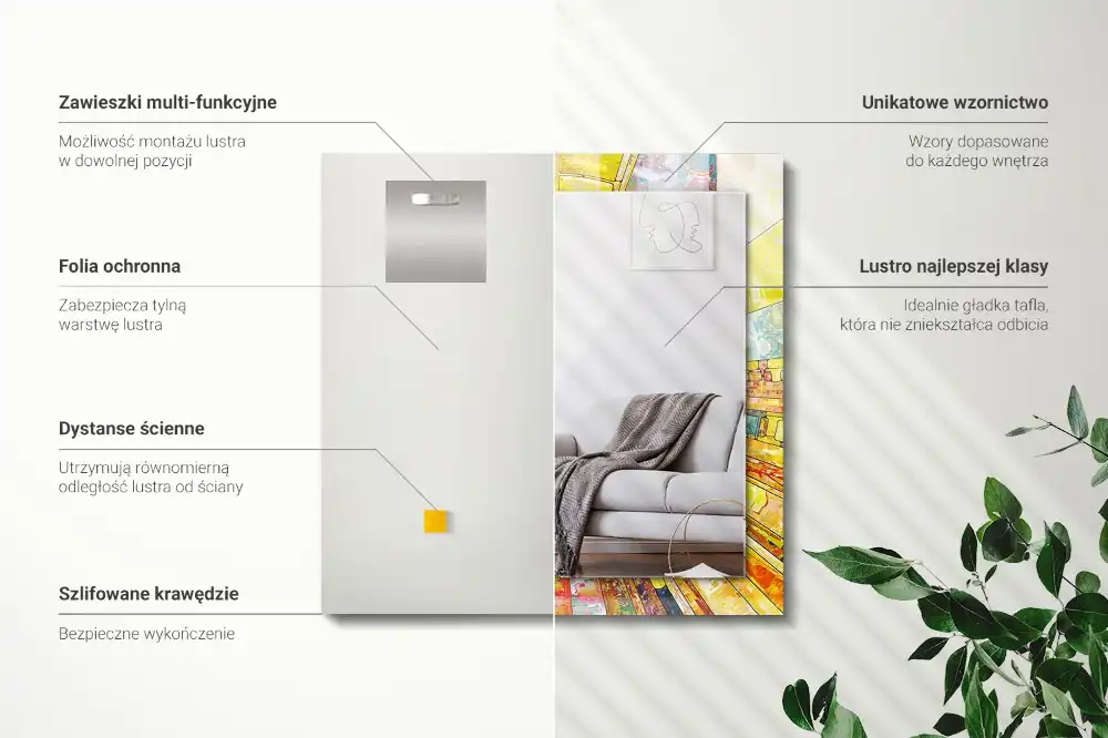 Pravokotne okrasno ogledalo Barvit abstraktni mozaik