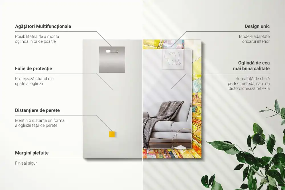 Pravokotne okrasno ogledalo Barvit abstraktni mozaik