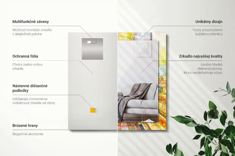 Pravokotne okrasno ogledalo Barvit abstraktni mozaik