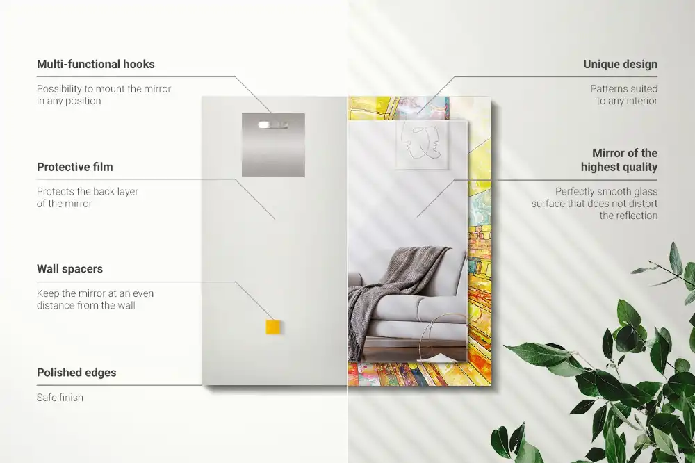 Pravokotne okrasno ogledalo Barvit abstraktni mozaik