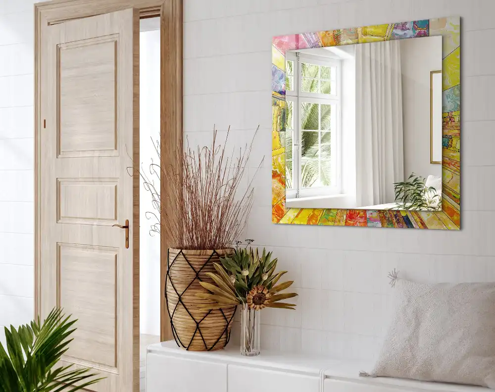 Pravokotne okrasno ogledalo Barvit abstraktni mozaik