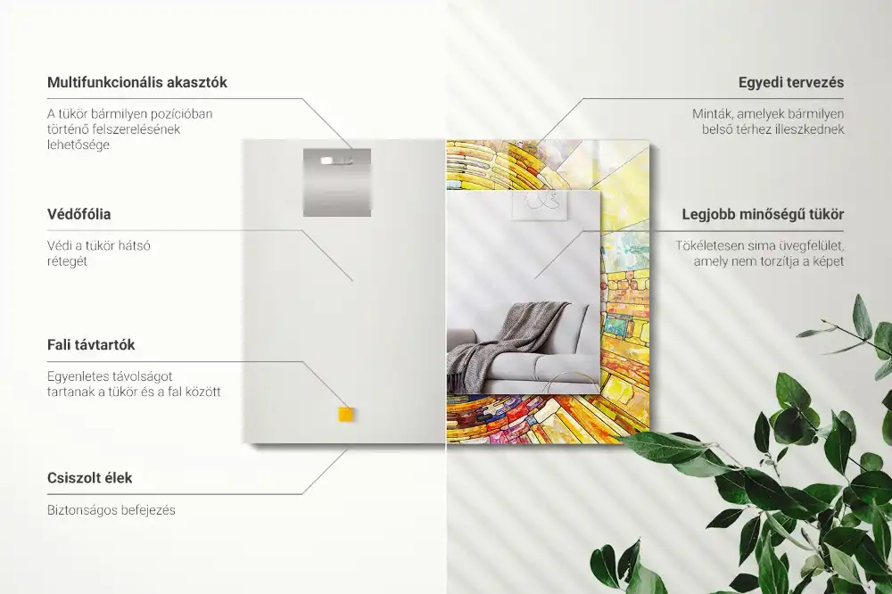 Pravokotne okrasno ogledalo Barvit abstraktni mozaik