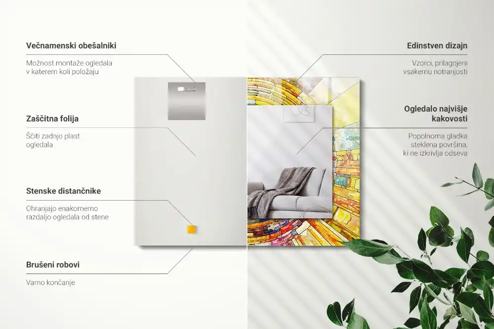 Pravokotne okrasno ogledalo Barvit abstraktni mozaik