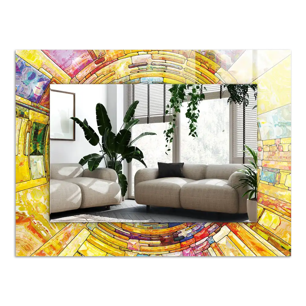 Pravokotne okrasno ogledalo Barvit abstraktni mozaik