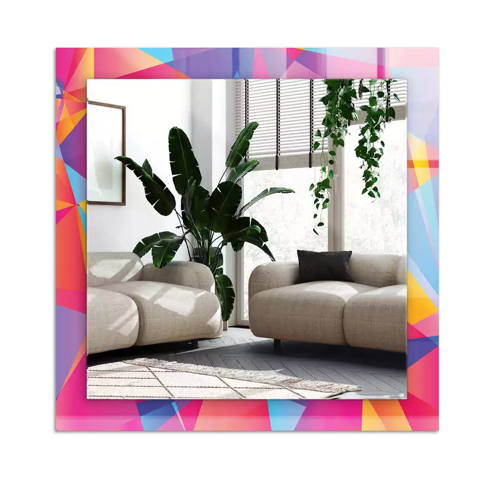 Pravokotne ogledalo s potiskanim okvirjem Barviti geometrijski vzorci