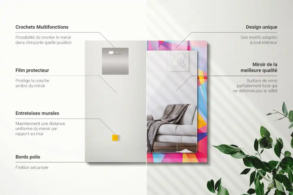 Pravokotne ogledalo s potiskanim okvirjem Barviti geometrijski vzorci