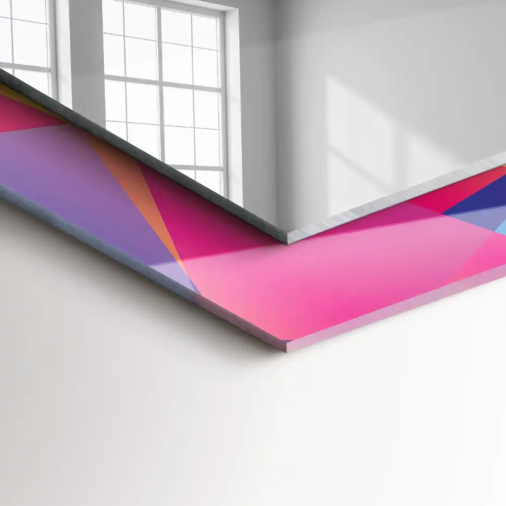 Pravokotne ogledalo s potiskanim okvirjem Barviti geometrijski vzorci