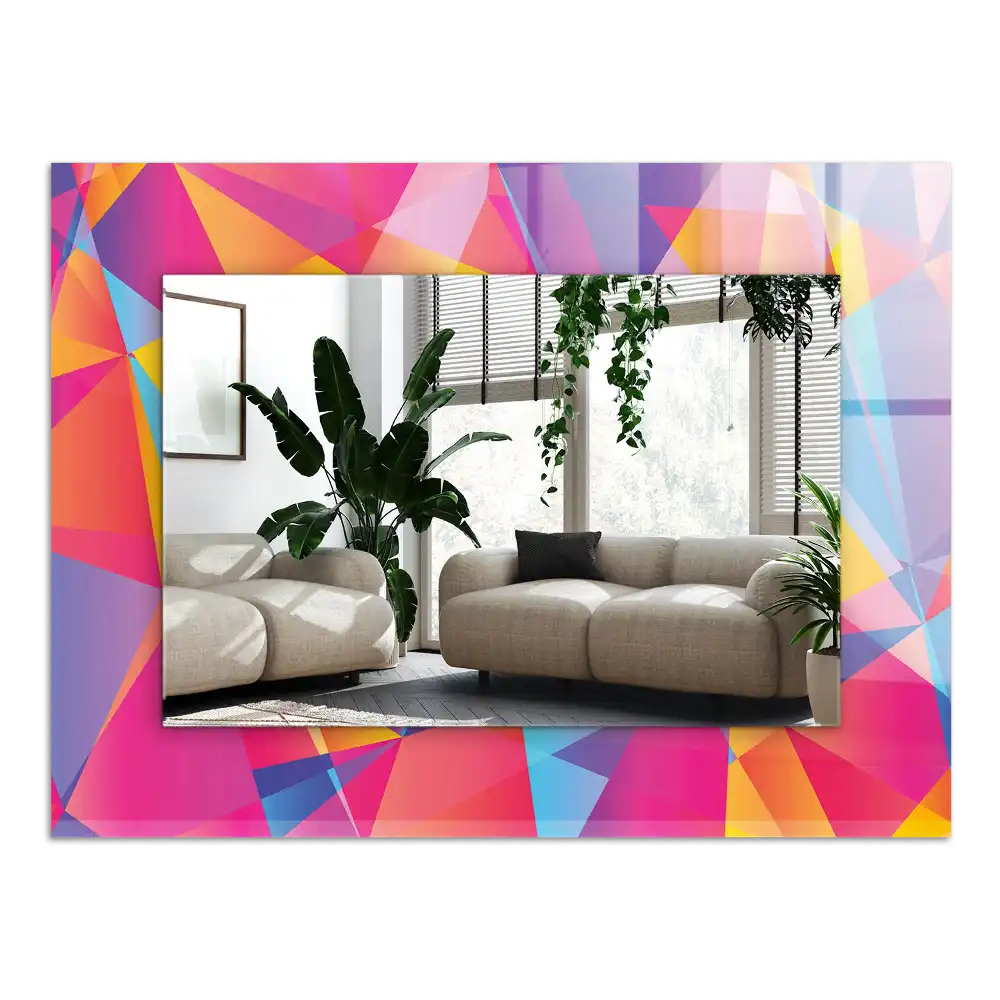 Pravokotne ogledalo s potiskanim okvirjem Barviti geometrijski vzorci