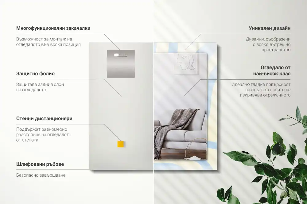 Pravokotne okrasno ogledalo Abstraktni valoviti vzorci