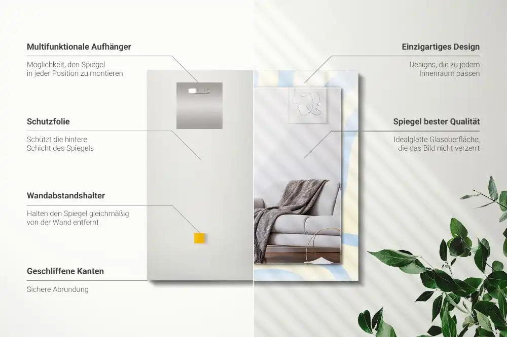 Pravokotne okrasno ogledalo Abstraktni valoviti vzorci