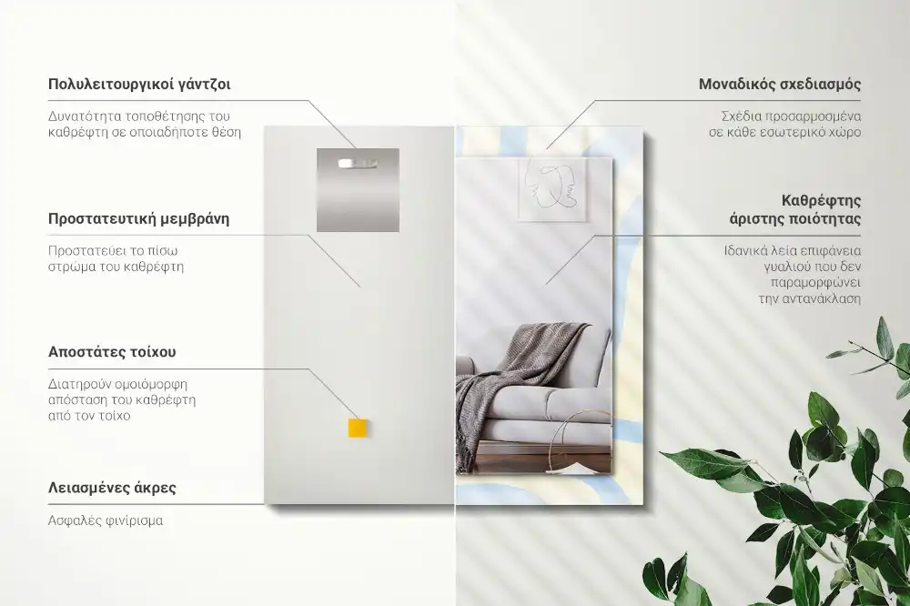 Pravokotne okrasno ogledalo Abstraktni valoviti vzorci