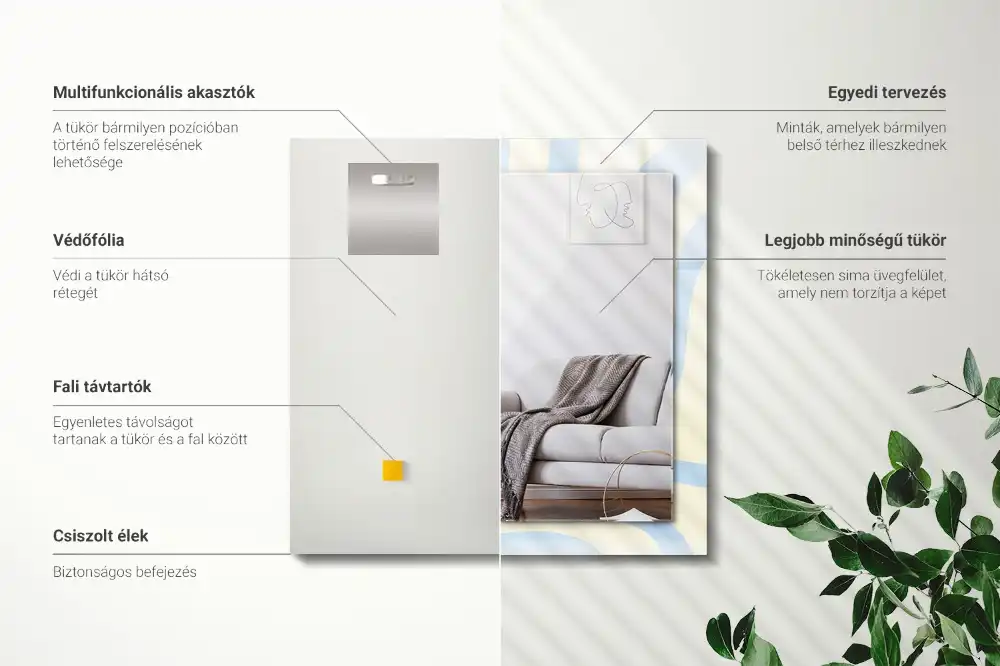 Pravokotne okrasno ogledalo Abstraktni valoviti vzorci