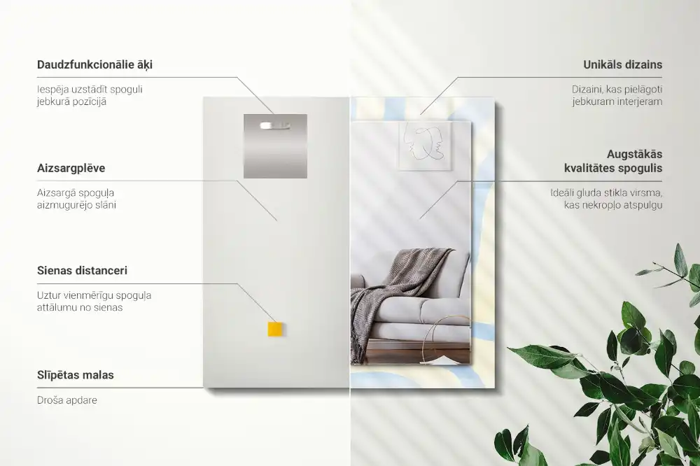 Pravokotne okrasno ogledalo Abstraktni valoviti vzorci