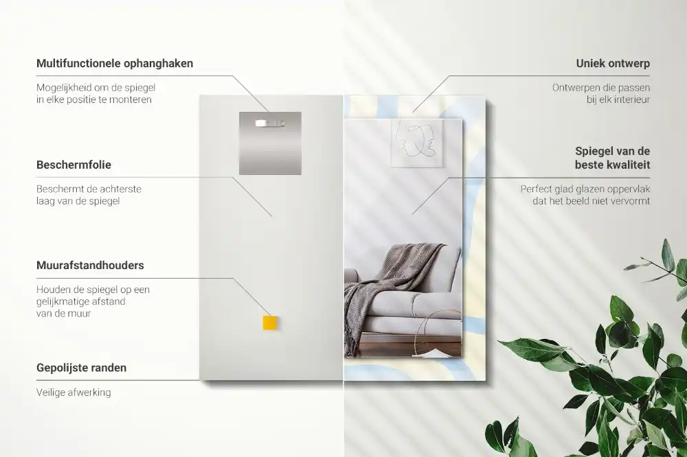 Pravokotne okrasno ogledalo Abstraktni valoviti vzorci