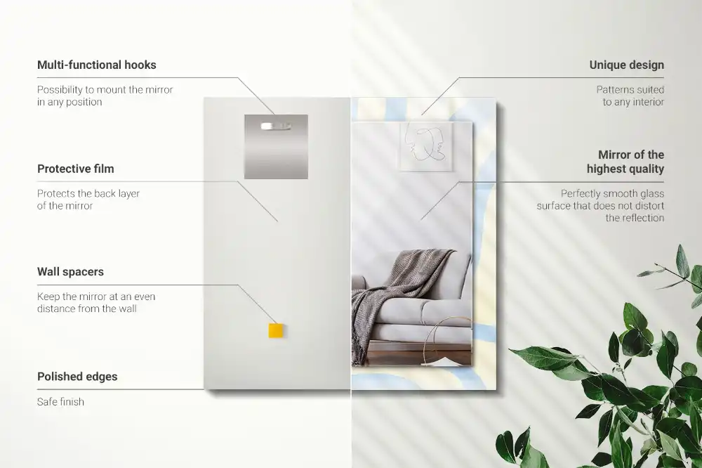 Pravokotne okrasno ogledalo Abstraktni valoviti vzorci