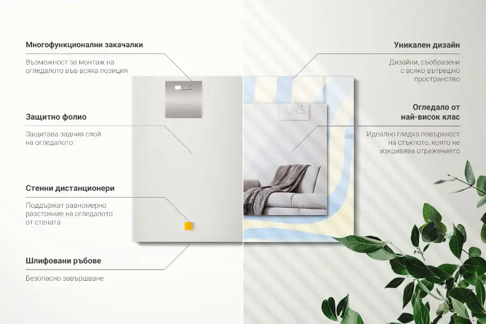 Pravokotne okrasno ogledalo Abstraktni valoviti vzorci