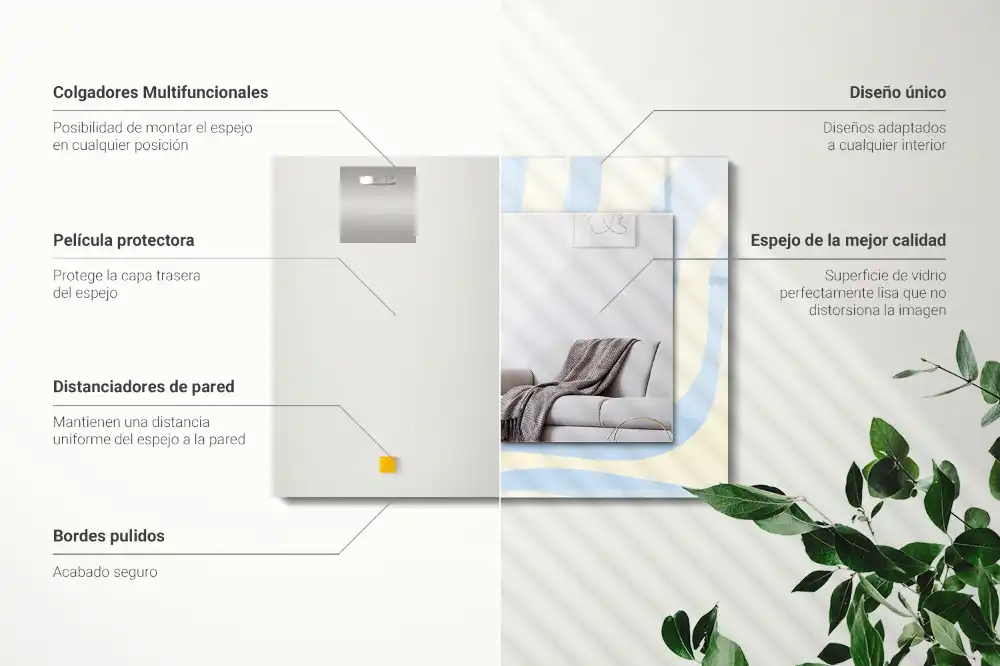 Pravokotne okrasno ogledalo Abstraktni valoviti vzorci