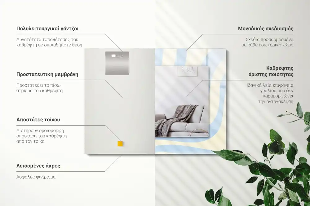 Pravokotne okrasno ogledalo Abstraktni valoviti vzorci