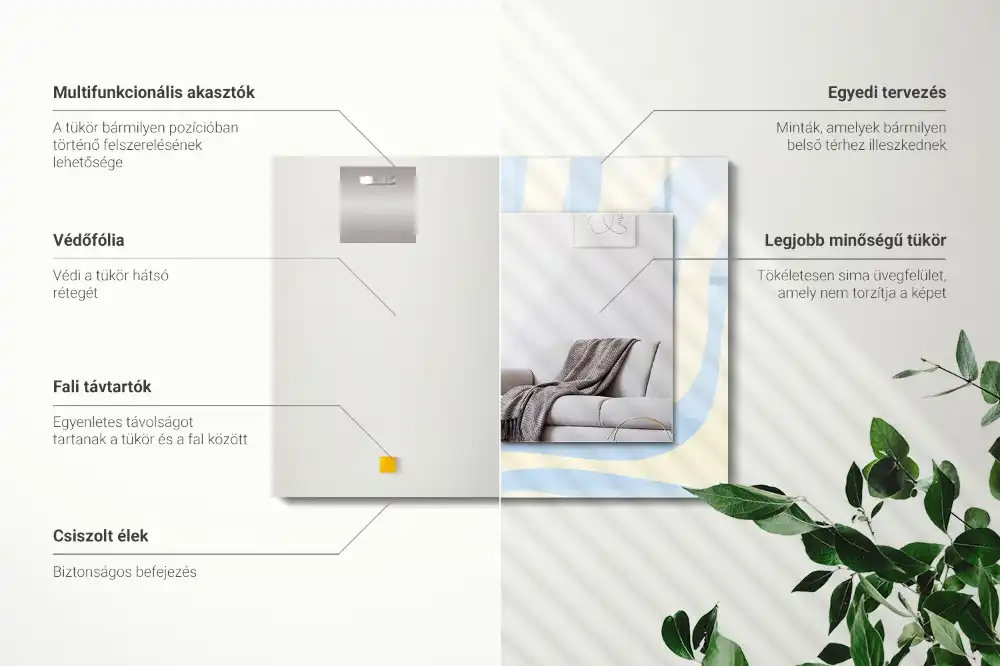 Pravokotne okrasno ogledalo Abstraktni valoviti vzorci