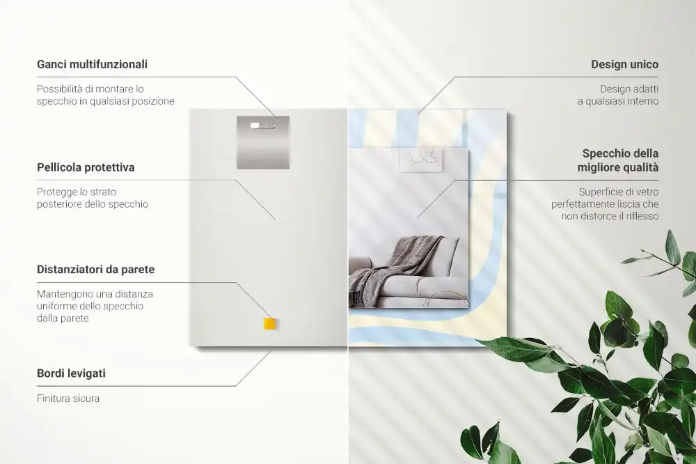 Pravokotne okrasno ogledalo Abstraktni valoviti vzorci