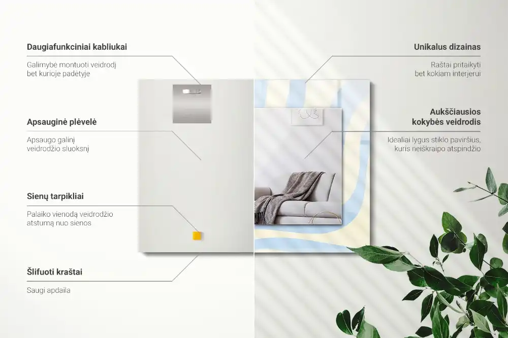 Pravokotne okrasno ogledalo Abstraktni valoviti vzorci