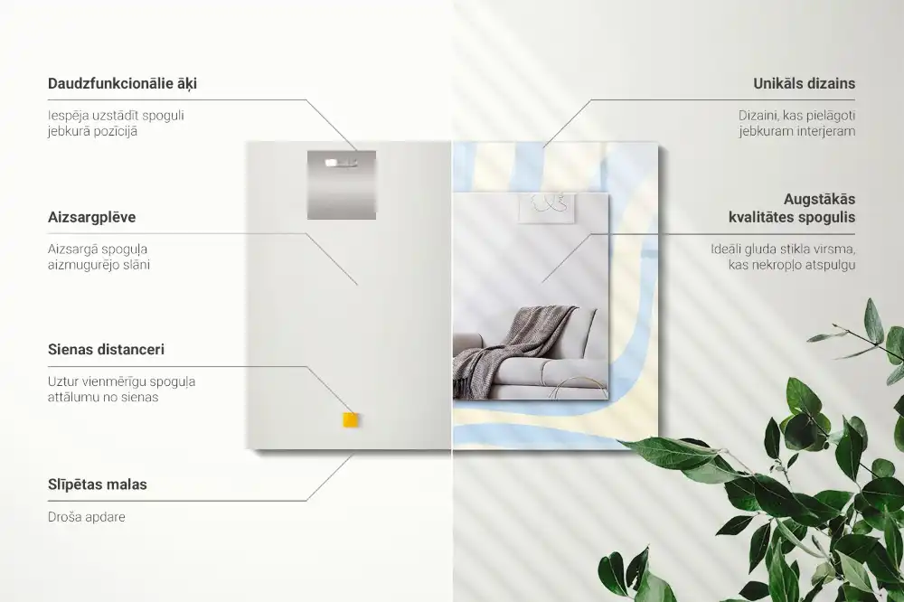 Pravokotne okrasno ogledalo Abstraktni valoviti vzorci