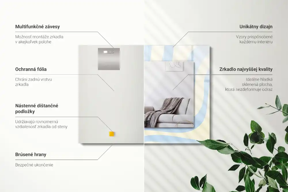 Pravokotne okrasno ogledalo Abstraktni valoviti vzorci