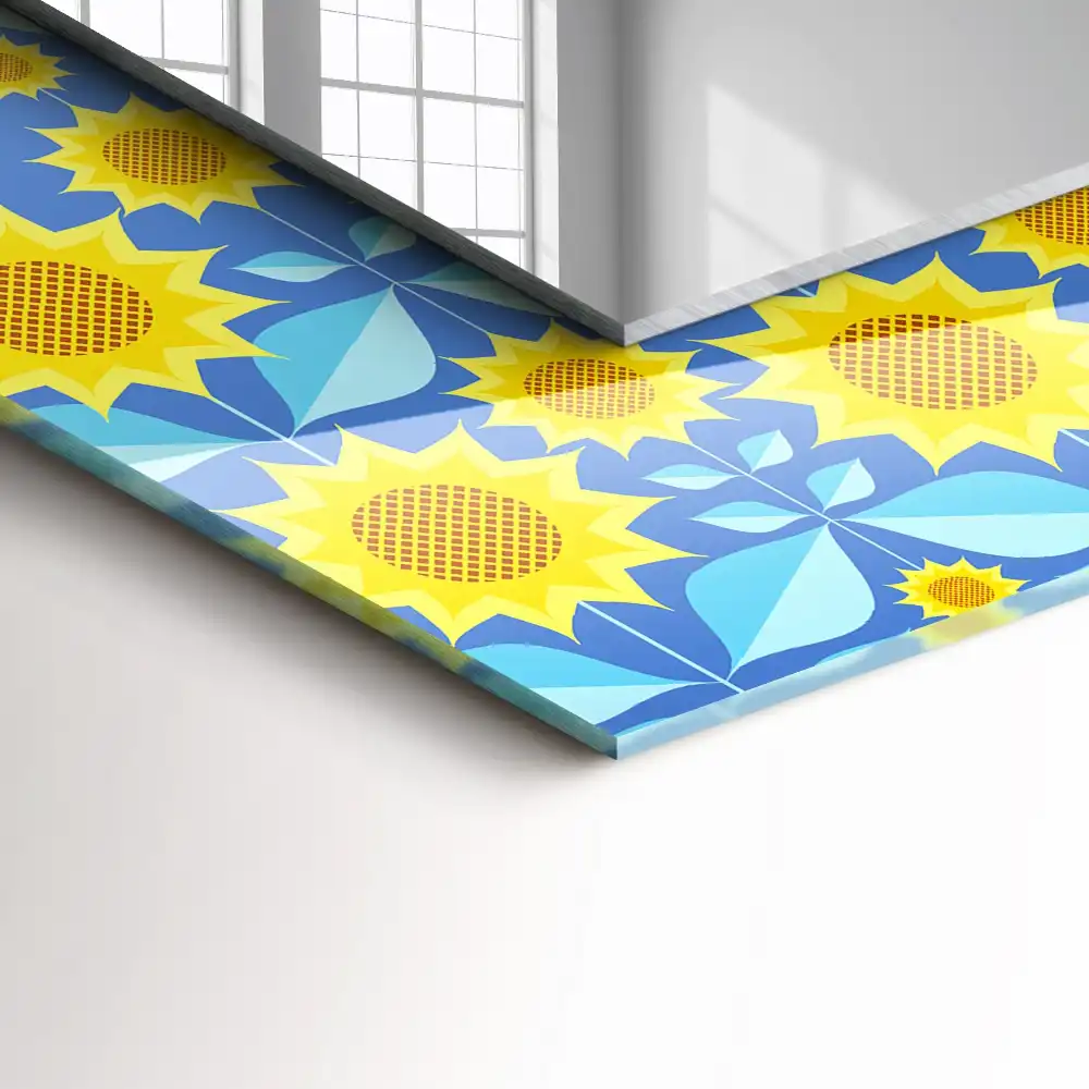 Tiskano pravokotne ogledalo Vzorec listov sončnic